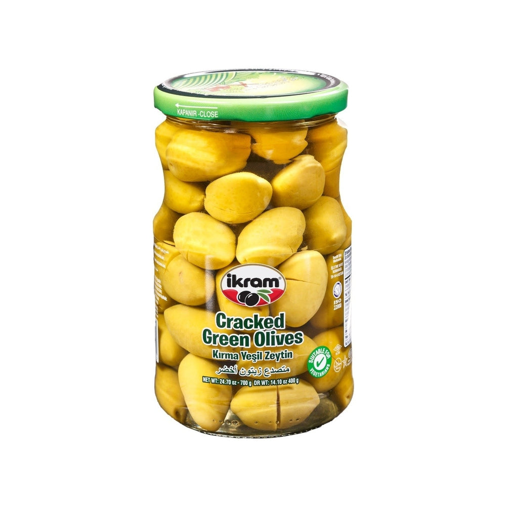 Ikram Green Olives Cracked 400Gr