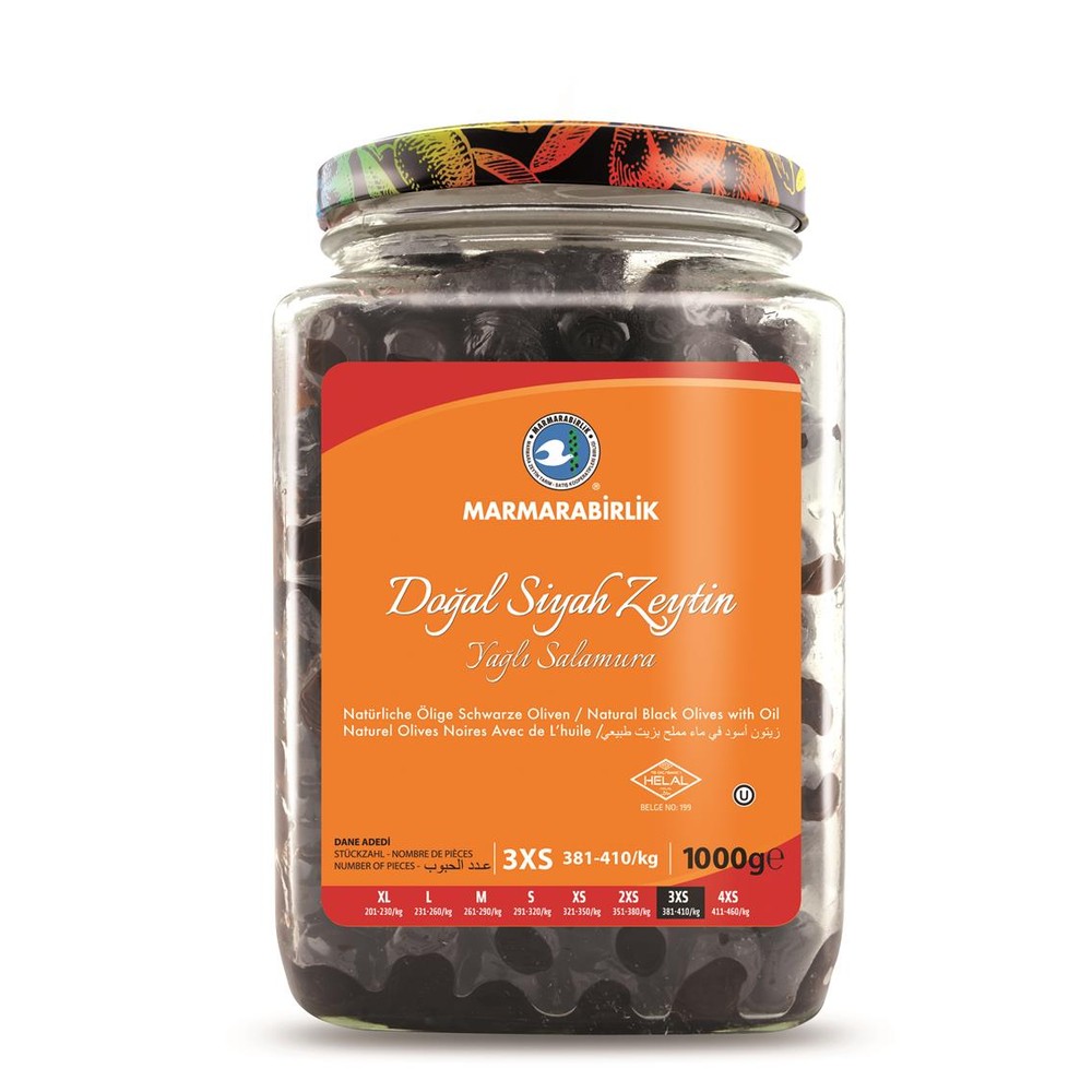 MB Gemlik Black Olives 1000g Glass
