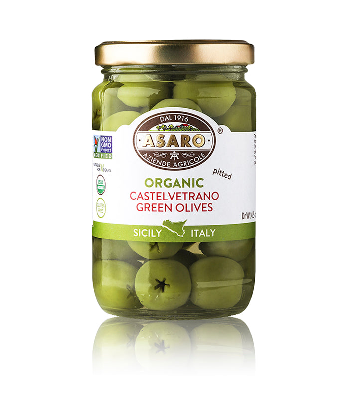 Asaro Farms Organic Pitted Castelvetrano Green Olives 130 GR