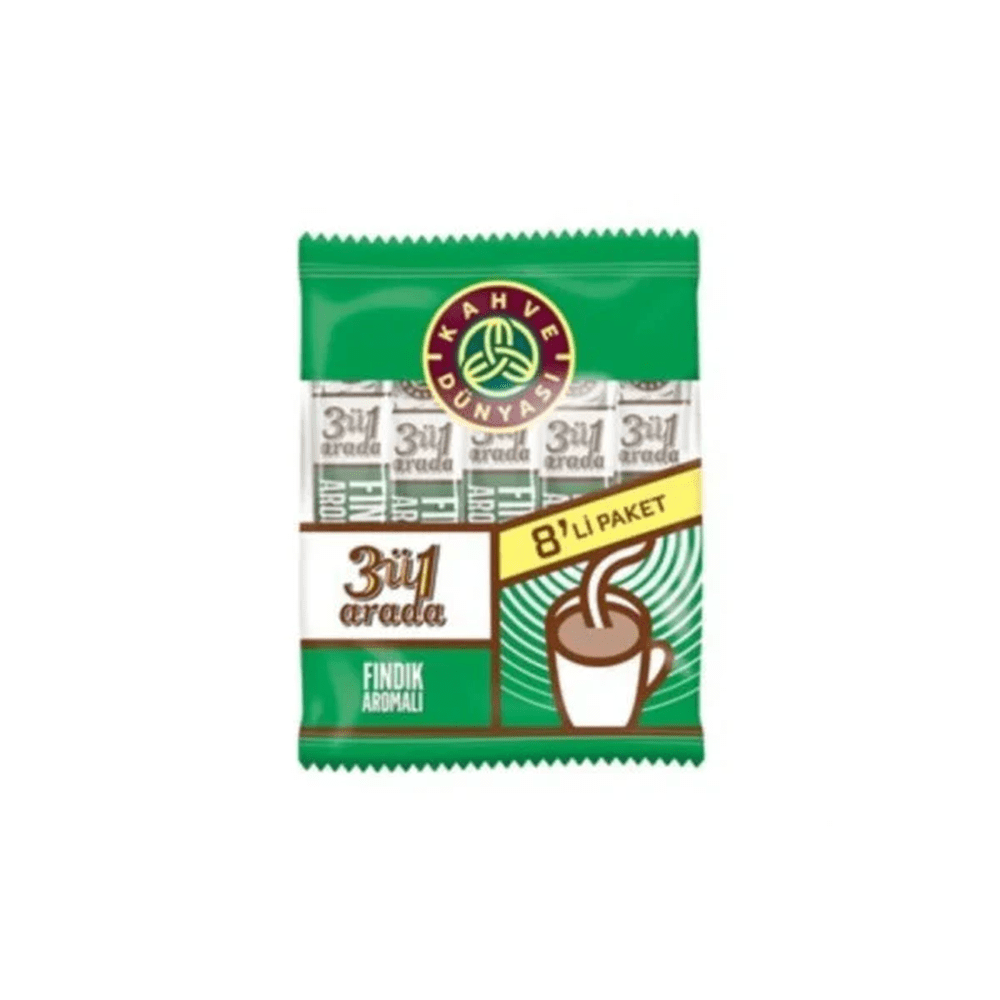 Kahve Dunyasi 3 in 1 Hazelnut Coffee 8x18g
